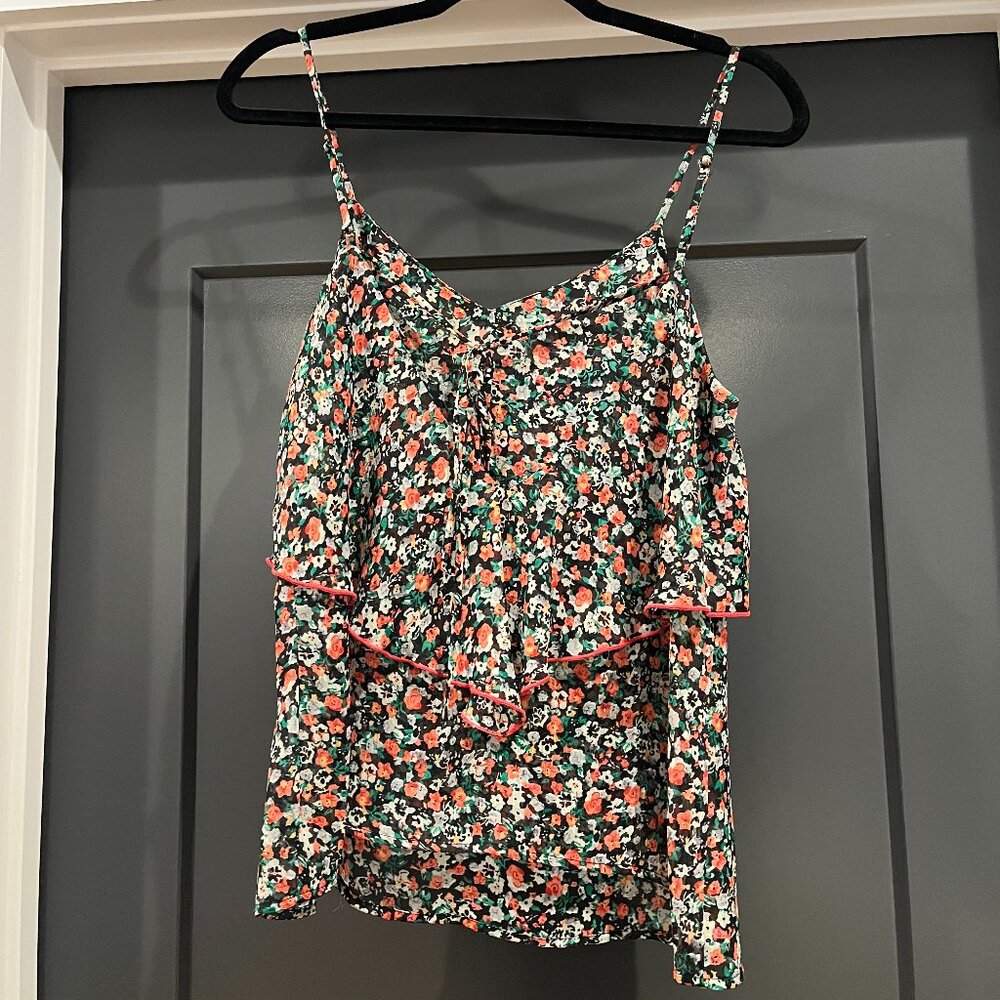 C. Luce Floral Tank Top (Black/Red) - Picture 2 of 4